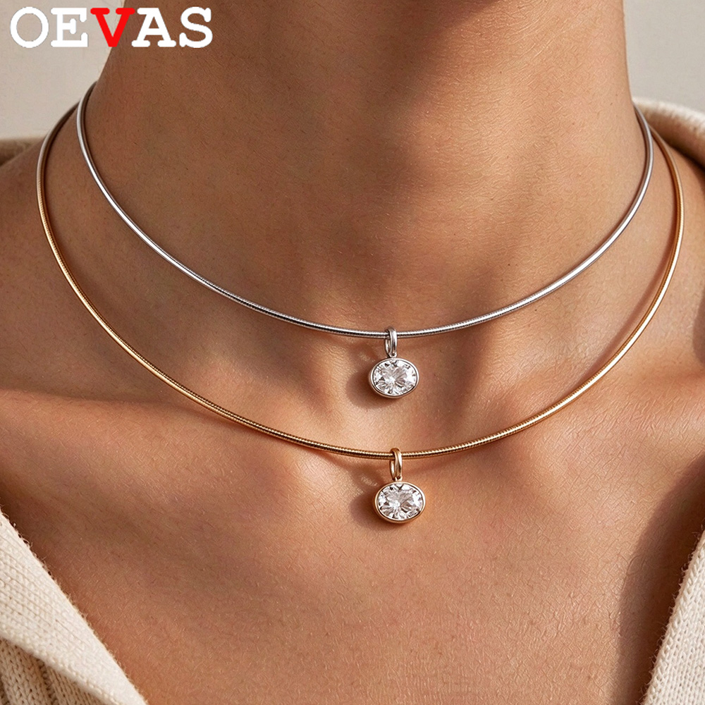 OEVAS 2-4캐럿 동서양 스타일의 타원형 컷 모이사 - Bezels Set Pendant 리뷰 및 가격